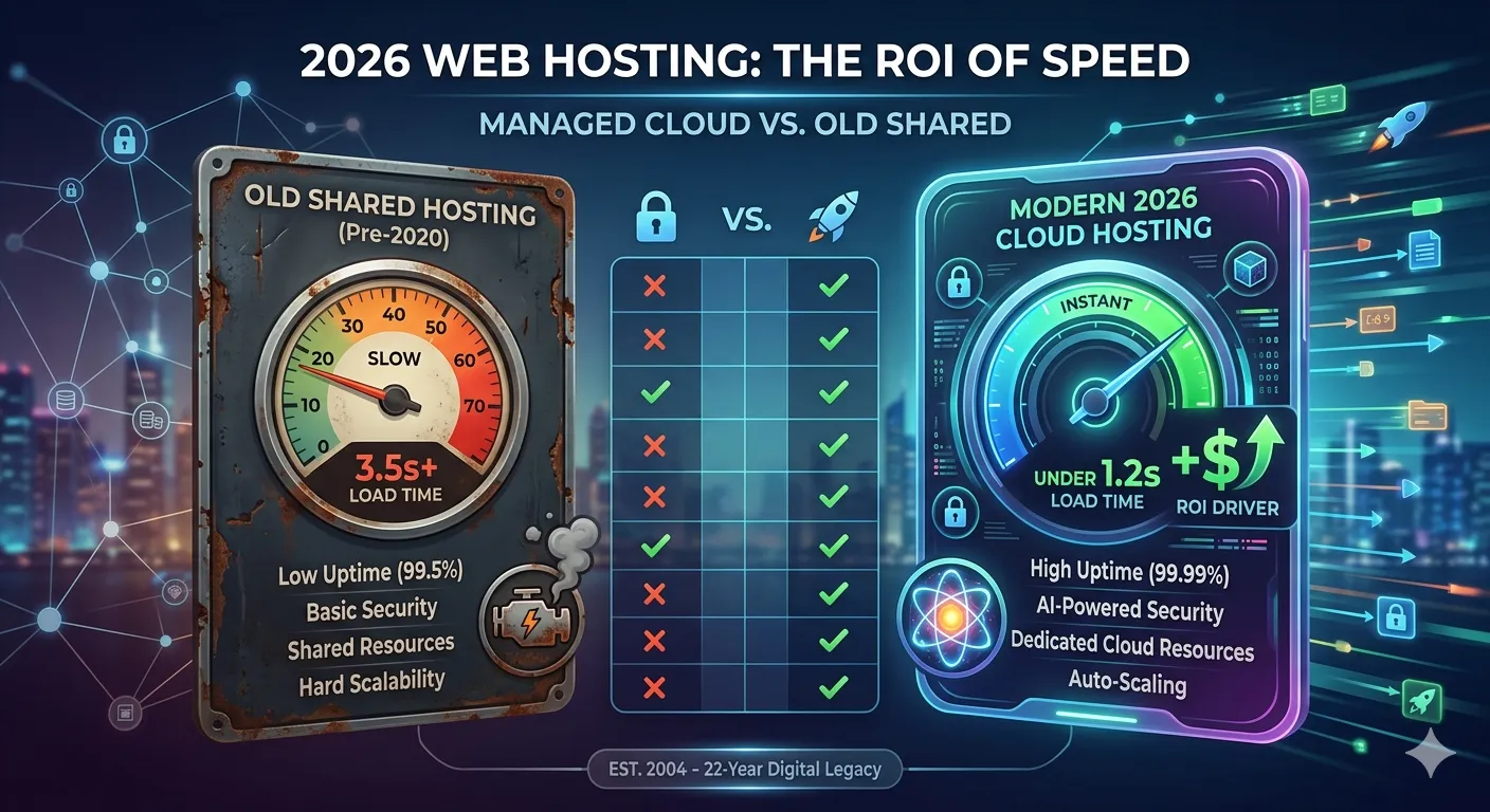 Comparison chart of 2026 web hosting performance metrics for small business ROI