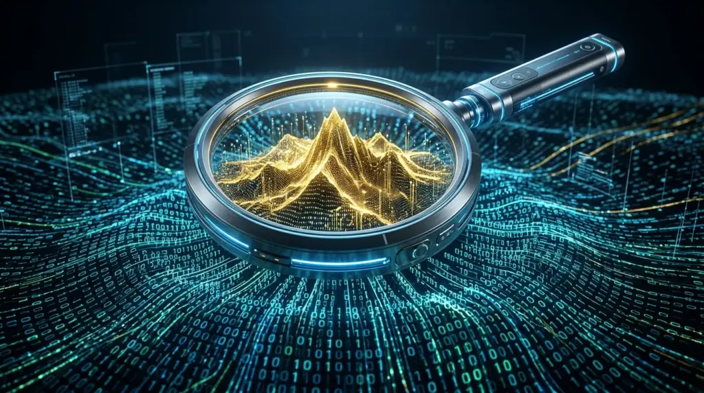 AI Data Analytics for Business 2026: Turning Information into Profit 11zon magnifying glass over binary code 202605061521