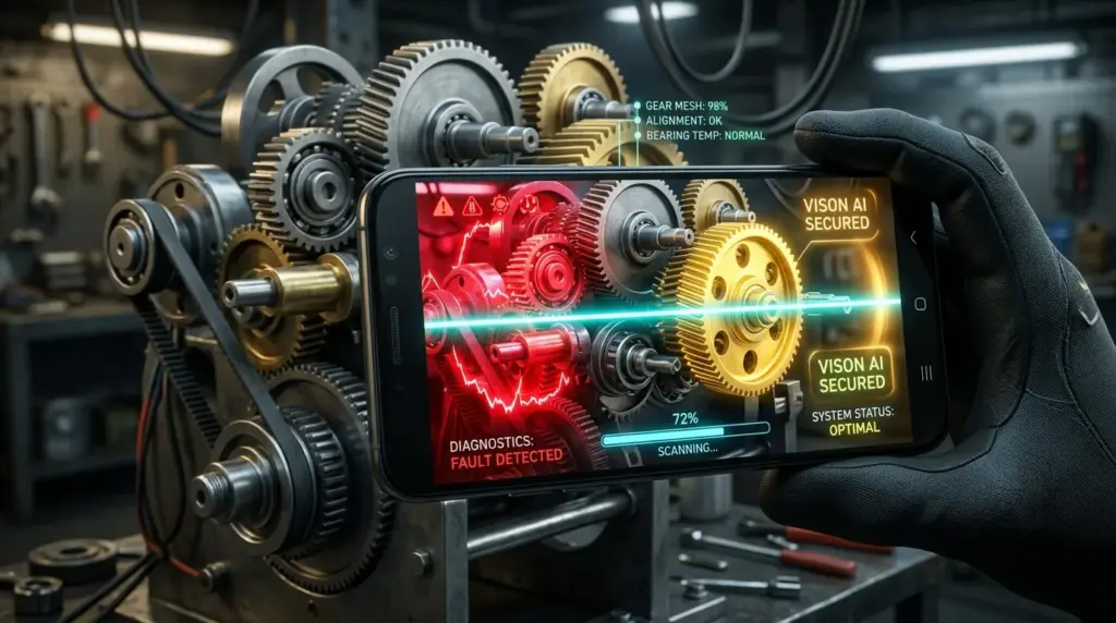 AI CMMS Software 2026: Choosing the Best Platform for Predictive Maintenance 11zon smartphone scanning gears vision ai 202605151431